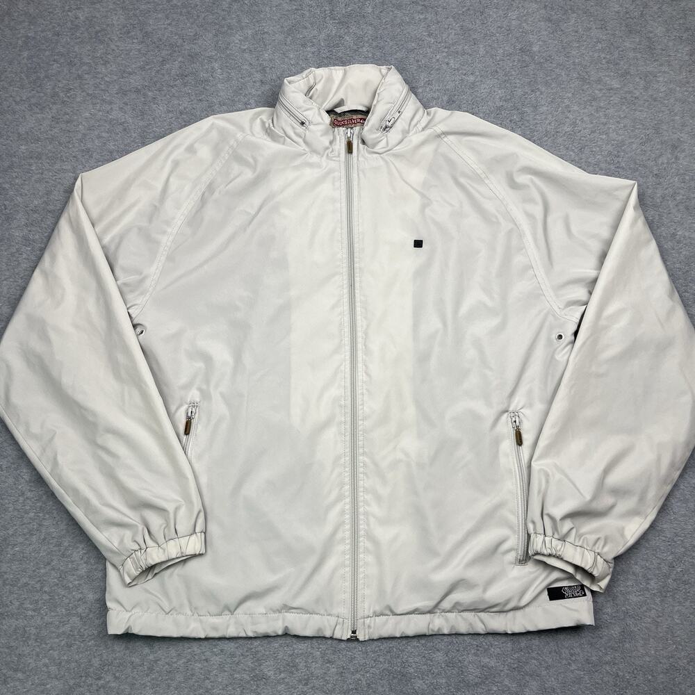 Vintage Y2k Quiksilver Windbreaker Packable Hood Size Medium Ivory